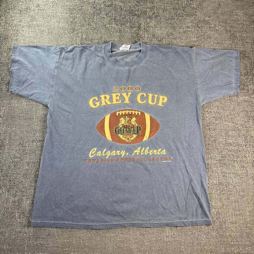 Waves 2000 Grey Cup Calgary CFL T-Shirt Mens Large Blue Vintage Graphic Tee